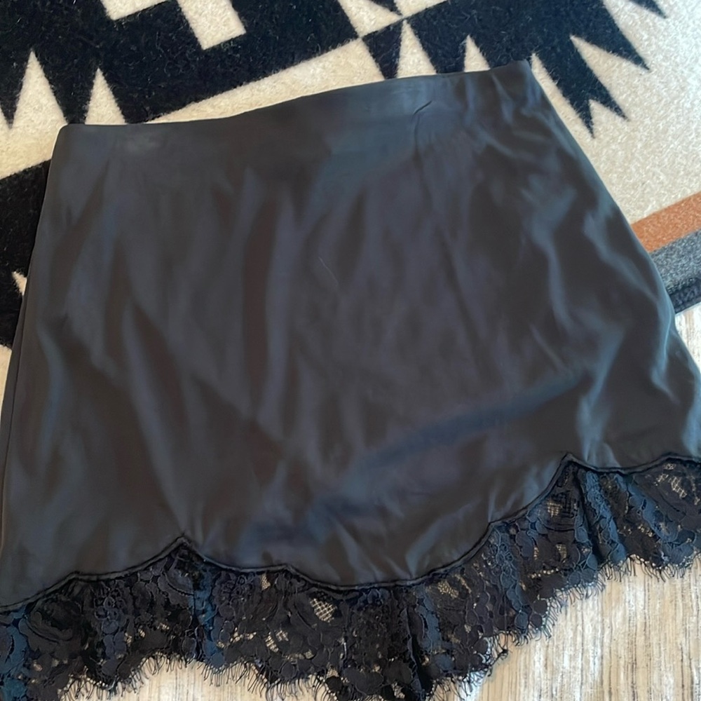 Express Black Mini Skirt with Lace Trim